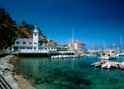 The Tuna Club, bluffs, buildings, docks, pier, boats, Avalon, Harbor, landmark