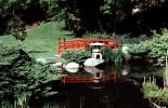 Huntington library, Japanese Garden, arch bridge, lantern, pond, water, reflection