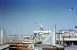 Sailboats, Docks, Boats, Balboa Pavillion, landmark building, Newport Beach, 1949, 1940s