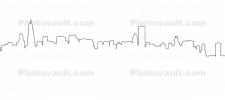 Chicago Skyline outline, line drawing, shape, CLCD01_239O