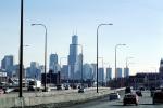 Interstate Highway I-90, Kennedy Expressway, cars, Willis Tower, Buildings, cityscape