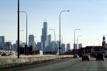 Interstate Highway I-90, Kennedy Expressway, cars, Willis Tower, Buildings, cityscape, CLCV01P14_01