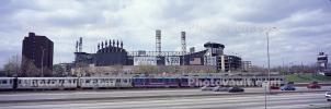 Chicago-El, Elevated, White Sox Stadium, U.S. Cellular Field, Panorama, CTA, cars, automobiles, vehicles, expressway