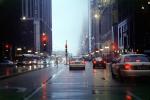 Michigan Avenue, rain, inclement weather, slick, taxi cabs, buildings, Cars, automobile, vehicles