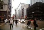 Rain, buildings, crosswalk, cars, automobiles, vehicles