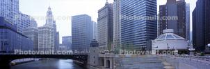 Chicago River, Panorama, skyline, cityscape, buildings, skyscrapers