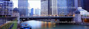 Chicago River, Panorama, skyline, cityscape, buildings, skyscrapers, CLCV06P15_02