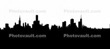 Cityscape silhouette, logo, skyline, cityscape, buildings, skyscrapers, panorama, shape