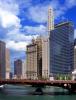 Chicago River, Mather Tower, State Street Bridge, excursion tour boat, tourboat
