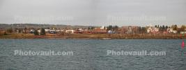 Skyline, buildings, Two Harbors, north shore of Lake Superior, Panorama, CLED01_137