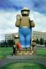 Big, Smokey the Bear, Giant Statue, Leviathan, Shovel, Jeans, Bear Cubs, roadside, International Falls, Minnesota, August 1957, 1950s, CLEV01P01_14
