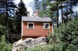 Cabin, House on a Rock, Boulder, Forest