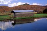Shed, Reflection, Clouds, pond, autumn, CLKV01P03_12