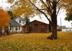 house, housing, home, single family dwelling unit, fall colors, leaves, Building, domestic, domicile, residency, tree, Port Sanilac, Michigan, autumn, CLMD01_196