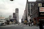 Downtown Detroit, cars, buildings, 1950s, CLMV01P13_13