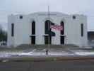 Naval Armory, Michigan_City, Flag at Half Mast, State Flag, Snow, Winter