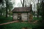 Log Cabin, Lawn, Wood Building, Crawfordsville, CLNV01P13_11