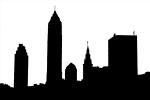 Cleveland Skyline silhouette, logo, shape, 18 September 1997, CLOV01P12_12M