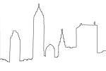 Cleveland Skyline outline, line drawing, shape, 18 September 1997