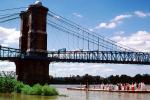 Roebling Suspension Bridge, Landmark, Ohio River, Cincinnati, September 1997, CLOV01P15_07