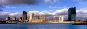 Maumee River, Toledo Panorama, Cityscape, skyline, building, skyscraper, Downtown, early morning, clouds, CLOV02P01_13