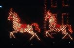 Horses, sparkly lights, Christmas lights, figures, decorations