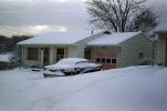 Car in Snow, House, Garage, Cold, Winter, 1950s, CLOV02P09_14