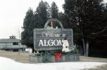 sign, signage, Post, red ribon, snowman, Welcome to Algoma, CLWV01P13_19