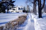 Homes, Mansion, sidewalk, path, Snow, Cold, Ice, Frozen, Icy, Winter