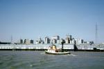 Fireboat, Deluge New Orleans, Waterfront, skyline, docks, 1970, 1970s