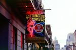 Bottomless Topless Strip Joint, neon signage, French Quarter