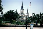 French Quarter, Saint Louis Cathedral, Cathedral-Basilica of Saint Louis King of France, Jackson Square, 1967, 1960s, CMLV02P09_10