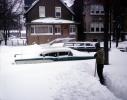 Sidewalk deep in snow, homes, houses, suburbs, Cars, automobile, vehicles, 1950s