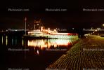 paddle wheel steamboat on the Mississippi River, Night, Nighttime, Exterior, Outdoors, Outside, CMMV01P08_10