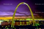 The Gateway Arch, Twilight, Dusk, Dawn, Night, Nighttime, Exterior, Outdoors, Outside, CMMV01P09_02.0148