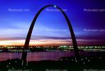 The Gateway Arch, Twilight, Dusk, Dawn, Night, Nighttime, Exterior, Outdoors, Outside, CMMV01P09_07