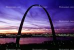 The Gateway Arch, Twilight, Dusk, Dawn, Night, Nighttime, Exterior, Outdoors, Outside, CMMV01P09_08