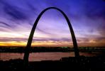 The Gateway Arch, Twilight, Dusk, Dawn, Night, Nighttime, Exterior, Outdoors, Outside, CMMV01P09_09