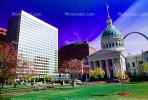 The Gateway Arch, Dome, Saint Louis Historical Old Courthouse, Cityscape, Buildings, Downtown, Exterior, Outdoors, Outside, Garden