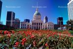Garden, Lawn, Tulip Flowers, Saint Louis Old Courthouse, Dome, Downtown, Outdoors, Outside, Exterior, CMMV01P13_14.1729