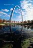 The Gateway Arch, reflecting pool, clouds, atumn