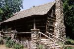 Log Cabin, Home, House, Stone Chimney, steps, stairs, Branson, CMMV02P13_19