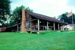 log cabin, Chimney, building, home, house, porch, CMSV01P03_12