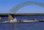 Pushertug American Heritage, Barges, Towboat, Hernando Desoto Bridge, Interstate Highway I-40, CMTV01P02_09