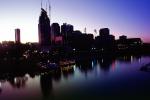 Twilight, Dusk, Dawn, skyline, building, river boat, riverboat, night, Nightime, Exterior, Outdoors, Outside, Nighttime, Cumberland River, CMTV01P14_14
