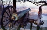 Civil War Cannon, River, Artillery, gun, Cannon over the river, overlooking Chattanooga, Tennessee River, Lookout Mountain, battlefield, CMTV02P06_11