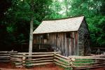 Log Cabin, Fence, forest, home, house, building, CMTV02P13_09