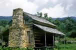 Cabin in the Woods, Home, House, Stone Chimney, Porch, Woodlands, CMTV02P14_02