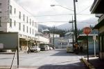 cars, street, STOP sign, Ketchikan, automobile, vehicles, automobiles, 1960s
