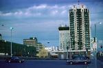 Hilton Hotel, landmark, Cars, vehicles, automobiles, August 1986